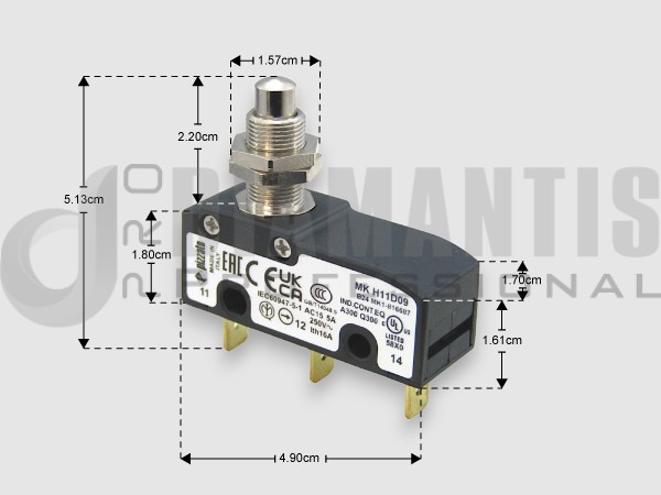 ΜΙΚΡΟΔΙΑΚΟΠΤΗΣ ΕΠΑΓΓΕΛΜΑΤΙΚΟΣ 5A 250V PIZZATO MKH11D09 image